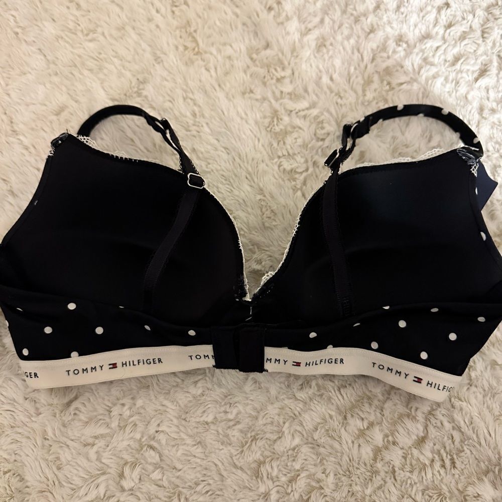 NWT! 2 Piece Tommy Hilfiger Polka Dot and Stripe Push Up Bra Set 📚 - Picture 4 of 7